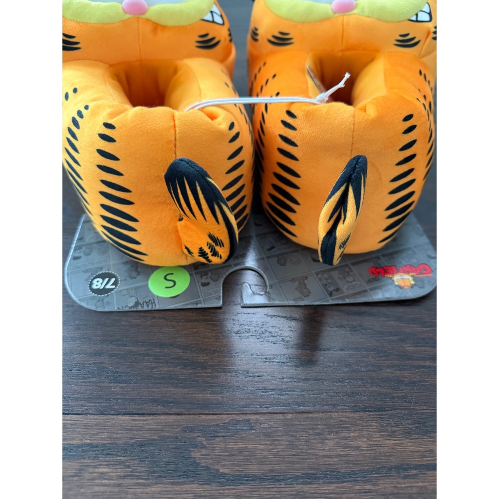 Garfield Plush Character Slippers Orange 3D Head House Shoes Mens Small 7/8 NEW - Picture 5 of 10